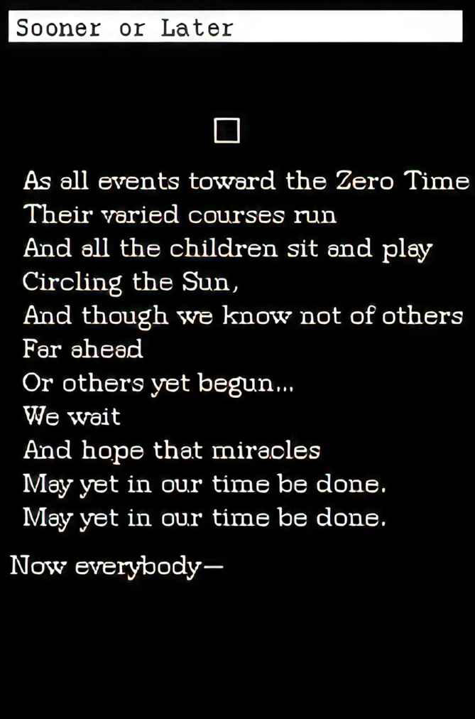 Sooner of later poem on a black background