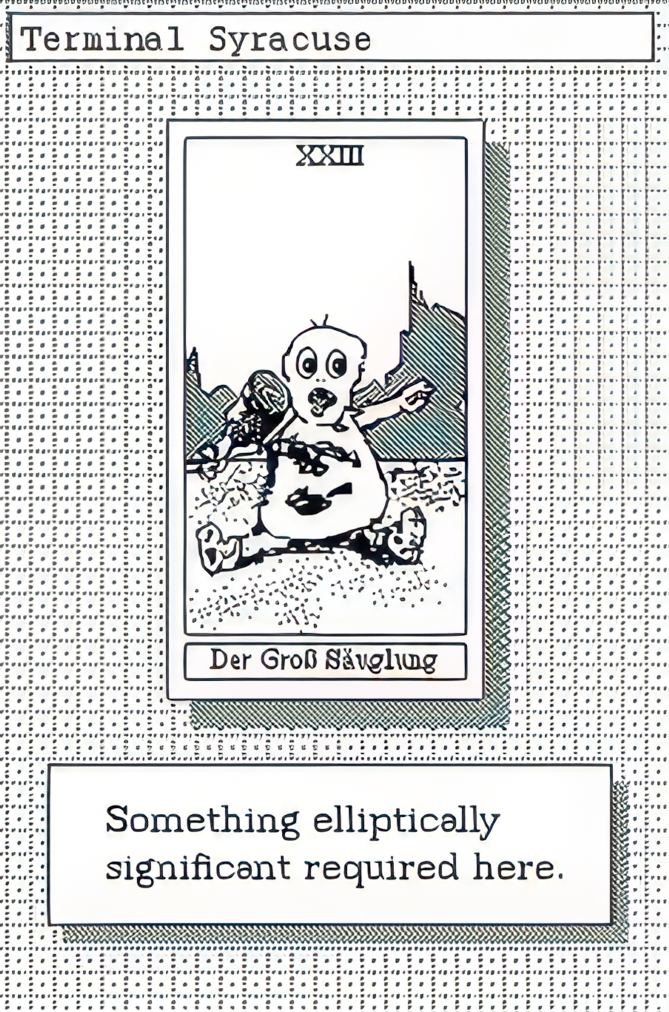 An oracle Card sketch. Caption:Something elliptically significant required here.