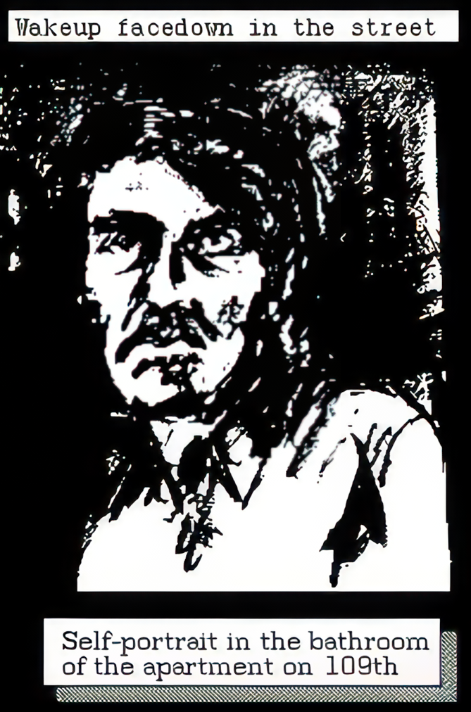 A Self portrait sketch in the bathroom of the apartment on 109th.