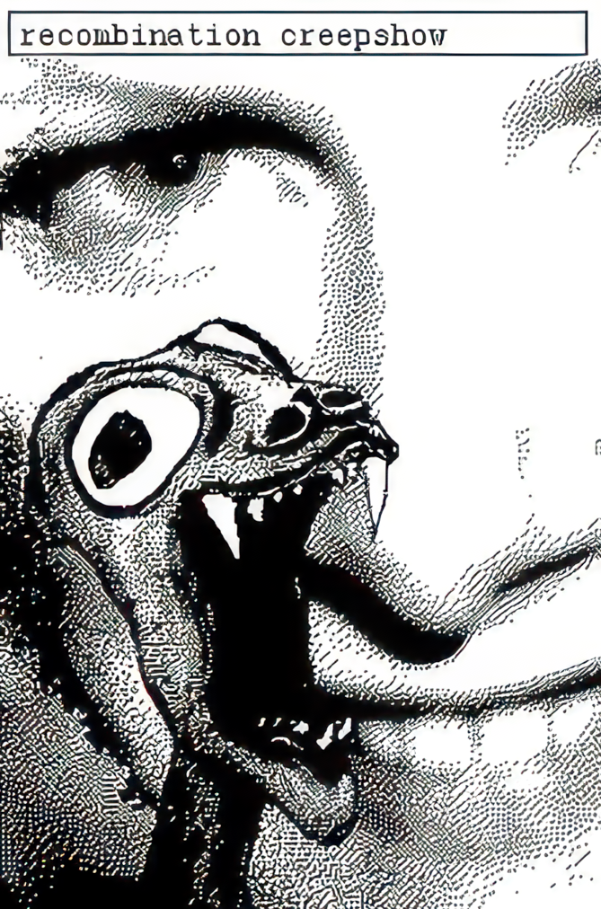 background photo of emily. a drawing on top of a creature with sharp teeth.