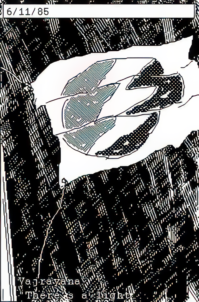 A flag flying. Caption: Vajrayana There's a light.