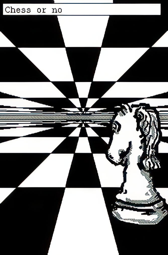 A chess piece horse in between 2 game boards
